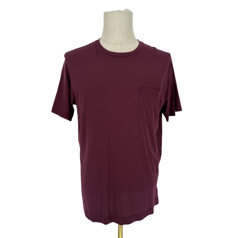 Robert Graham Short Sleeve Crew Neck T-Shirt MYLES Burgundy with Pocket M